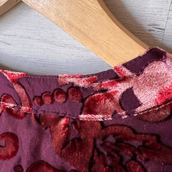 Chicos Blouse Womens Size 1 / US 8 Floral Velvet Burnout Button Down Blouson - Picture 15 of 16